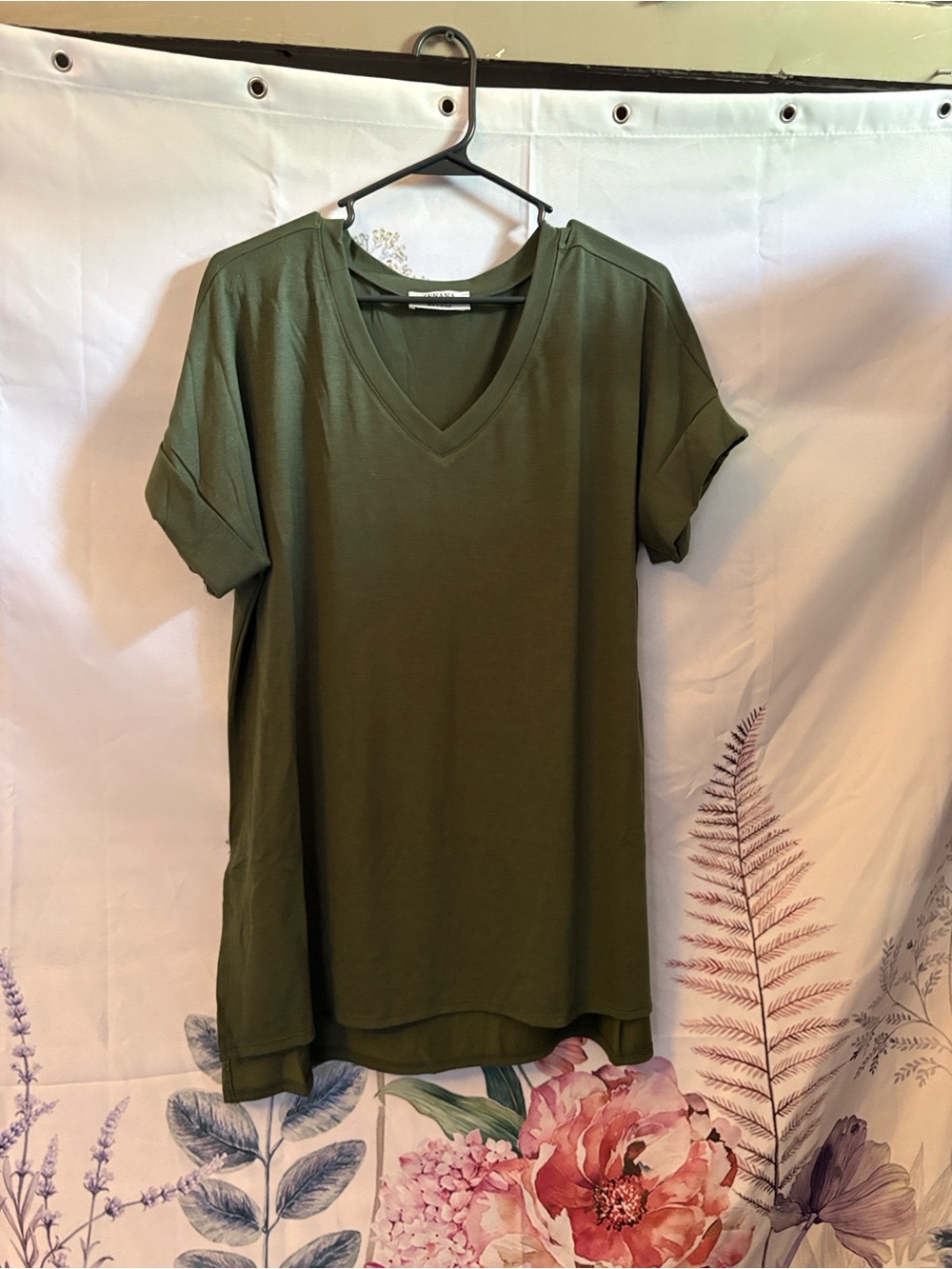 Zenana Outfitters Olive V-Neck Short Sleeve Tunic